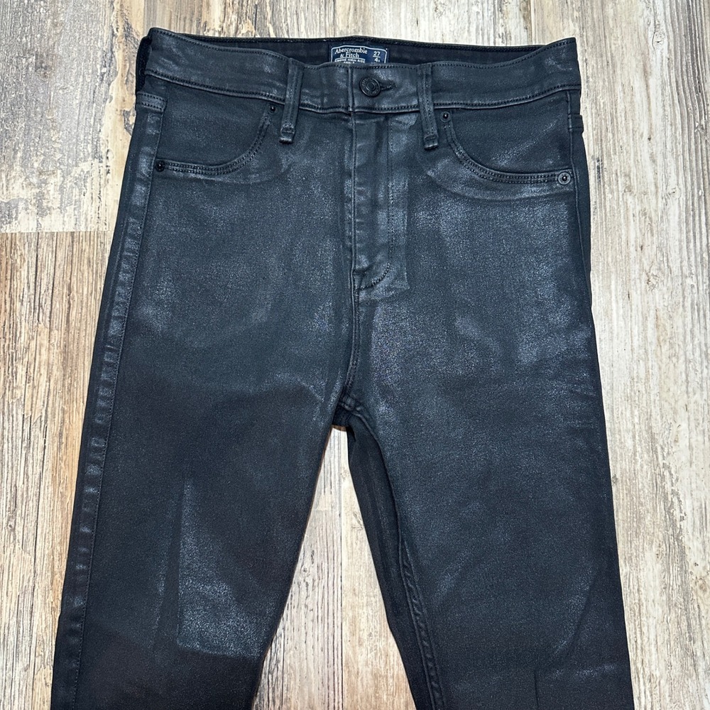 Abercrombie & Fitch Simone High Rise Skinny Coated Black Jeans 27 4 Regular